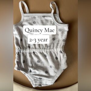 Quincy Mae Gray Polka Dot Terry Tank Romper